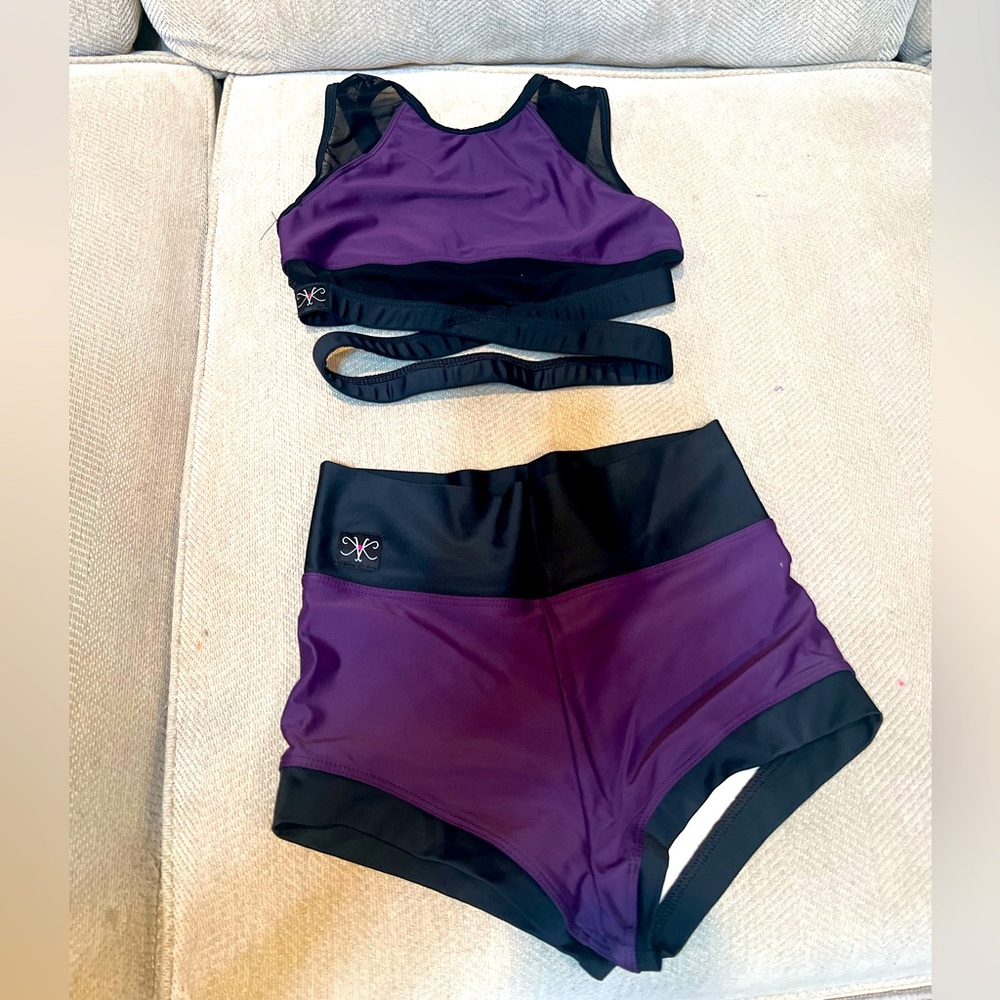 Kandi Koutur 2-piece set, dance outfit, purple and black